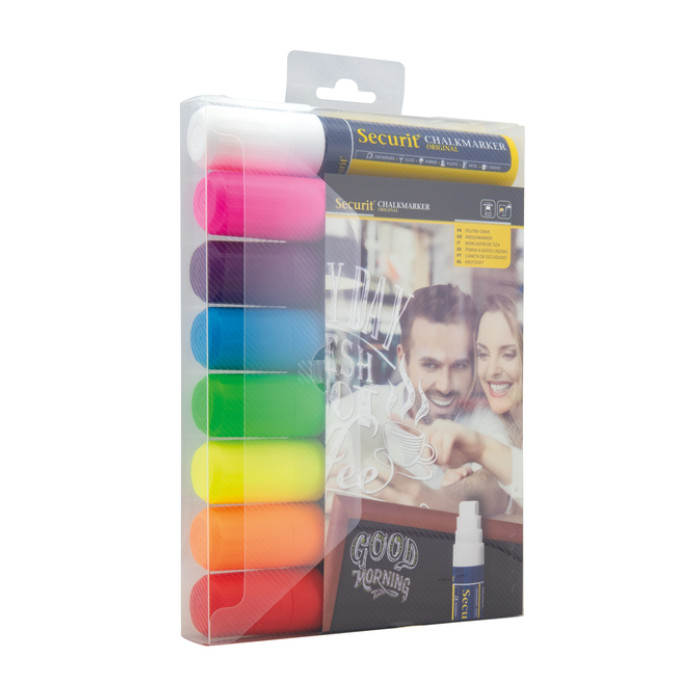 Krijtstift Securit SMA-720 blok ass 7-15mm blister à 8 stuks