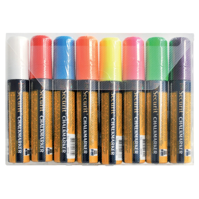 Krijtstift Securit SMA-720 blok ass 7-15mm blister à 8 stuks