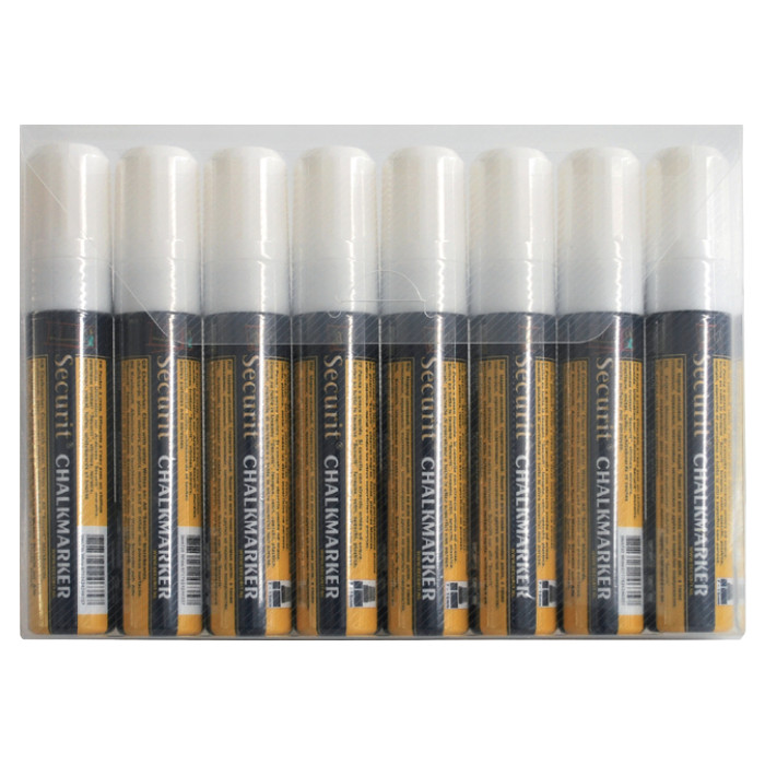 Krijtstift Securit SMA-720 blok wit 7-15mm blister à 8 stuks