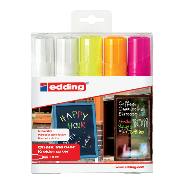 Krijtstift edding 4090 window schuin 4-15mm assorti etui à 5 stuks