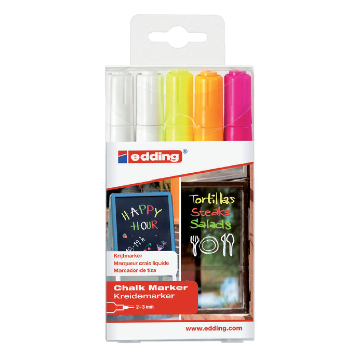 Krijtstift edding 4095 rond 2-3mm assorti blister à 5 stuks