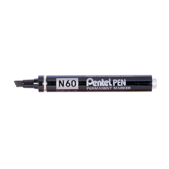 Viltstift Pentel N60 schuin 1.2-6mm zwart