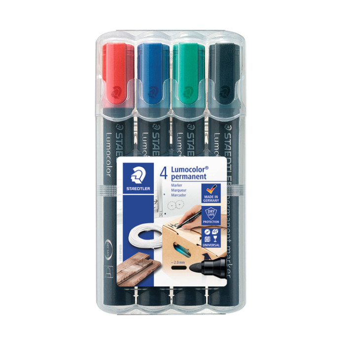 Viltstift Staedtler 352 rond assorti 2mm set à 4 stuks assorti
