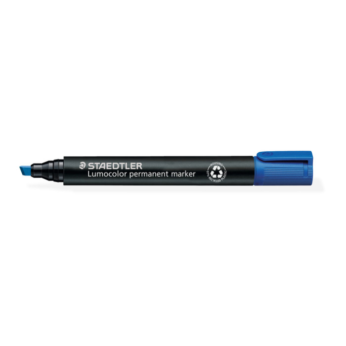 Viltstift Staedtler Lumocolor 350 permanent schuin blauw