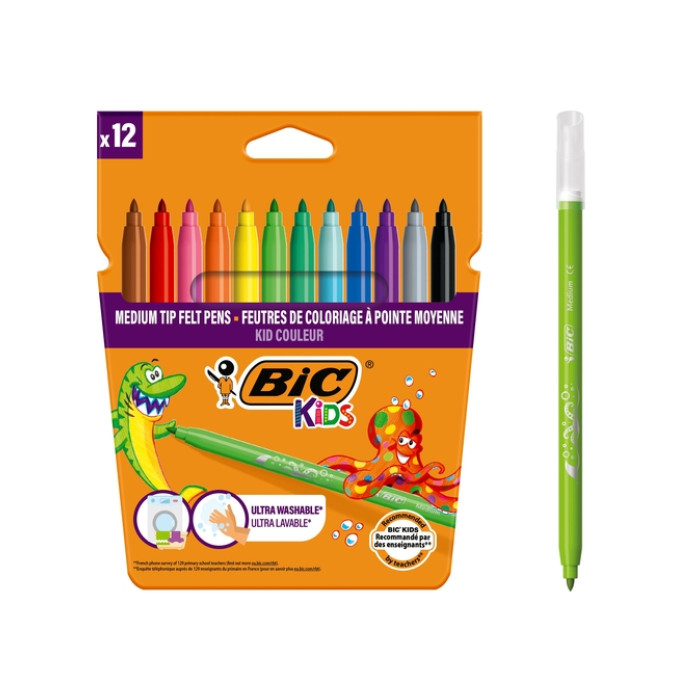 Kleurstiften BicKids kid couleur medium assorti etui à 12 stuks