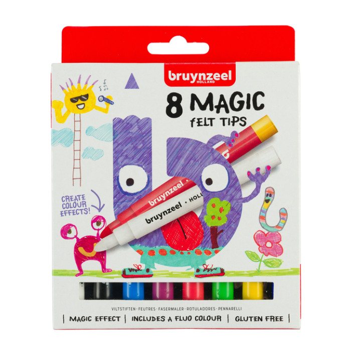 Viltstift Bruynzeel Kids Magic Point set à 8 kleuren