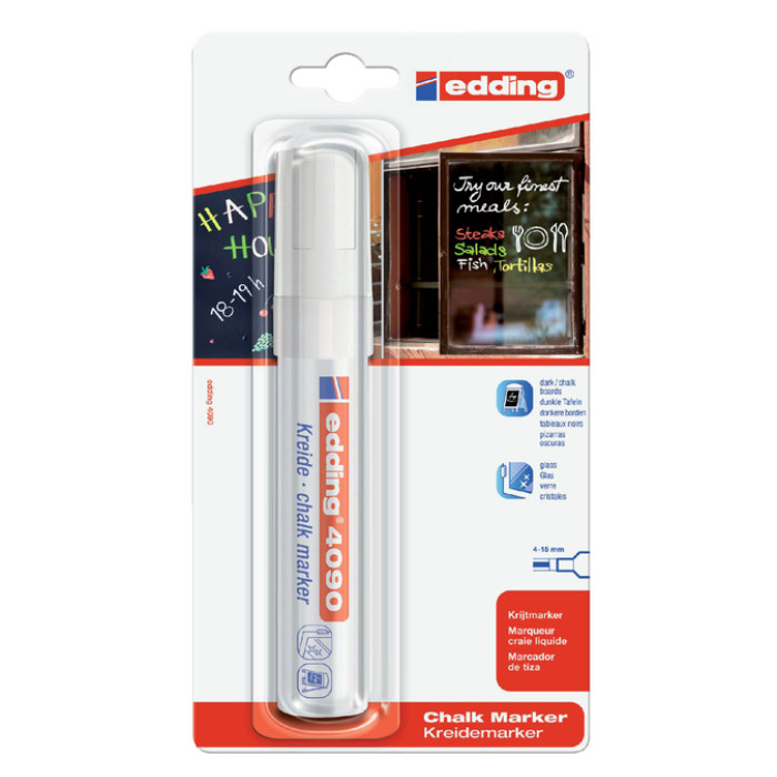 Krijtstift edding 4090 window schuin 4-15mm wit bister à 1 stuk