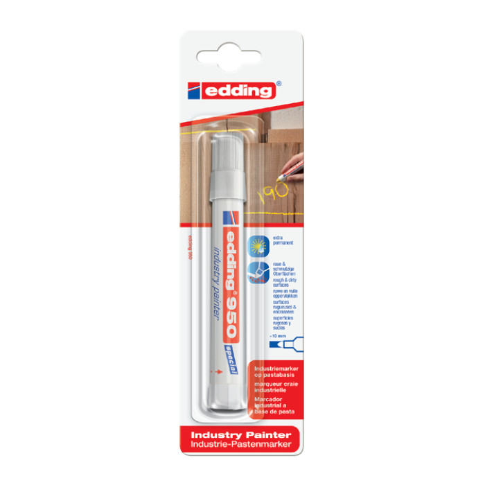 Viltstift edding 950 pastamarker industry rond 10mm wit blister à 1st