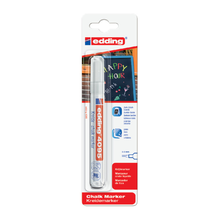 Krijtstift edding 4095 rond 2-3mm wit blister à 1 stuk