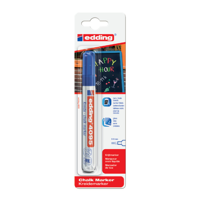 Krijtstift edding 4095 rond 2-3mm blauw blister à 1 stuk