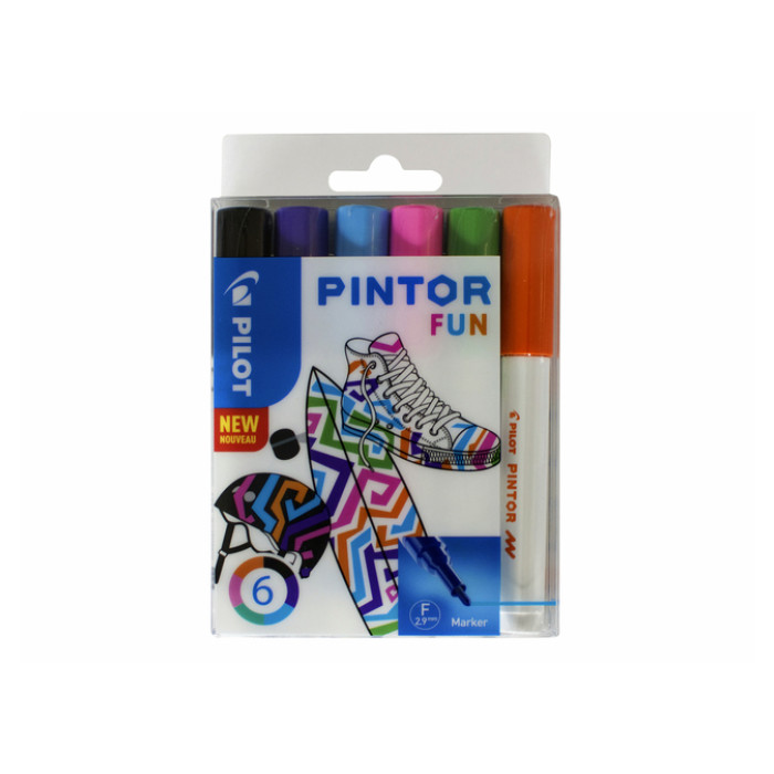 Verfstift Pilot Pintor fun fijn assorti etui à 6 stuks