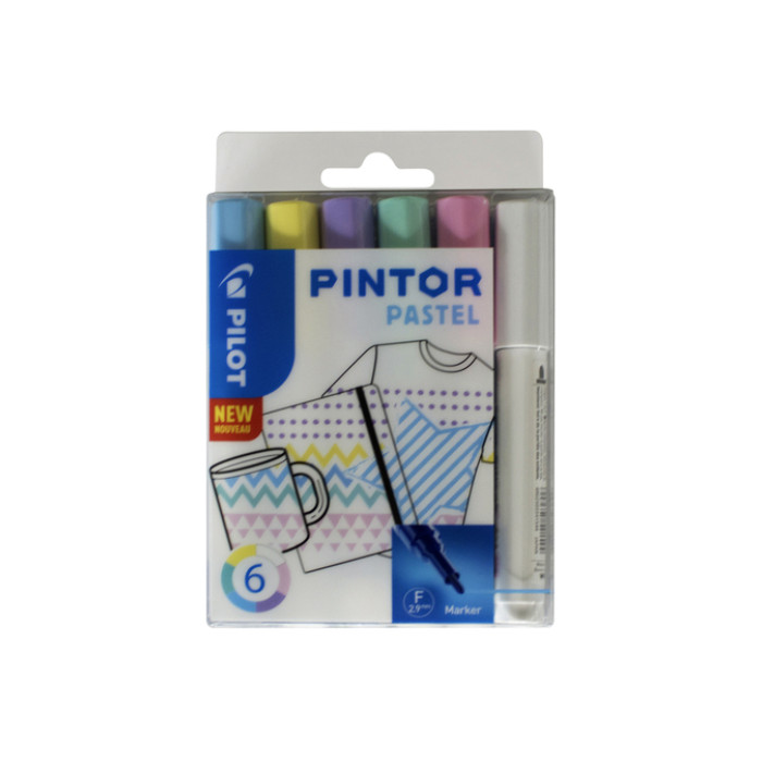 Verfstift Pilot Pintor pastel fijn assorti etui à 6 stuks