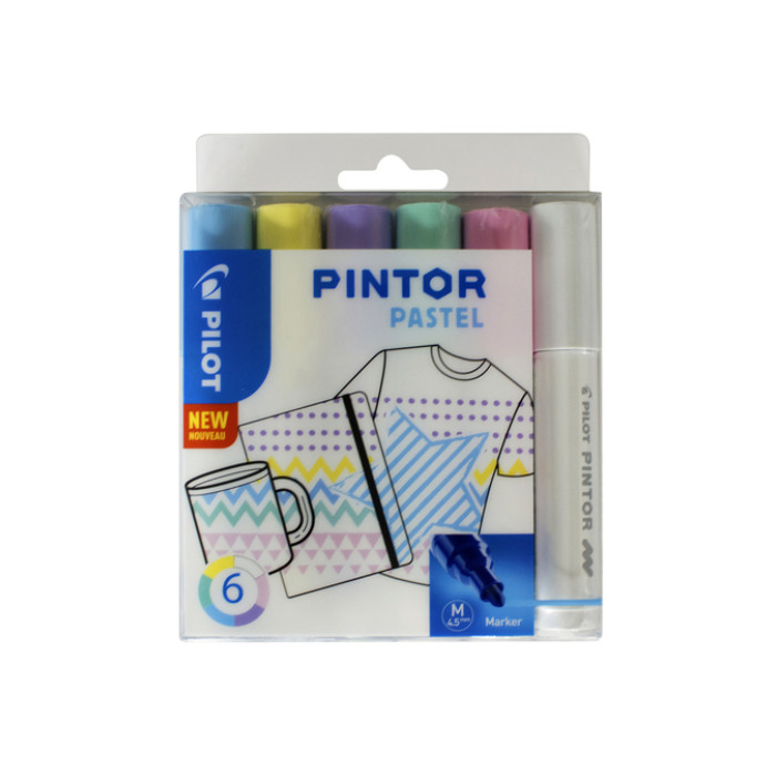 Verfstift Pilot Pintor pastel medium assorti etui à 6 stuks