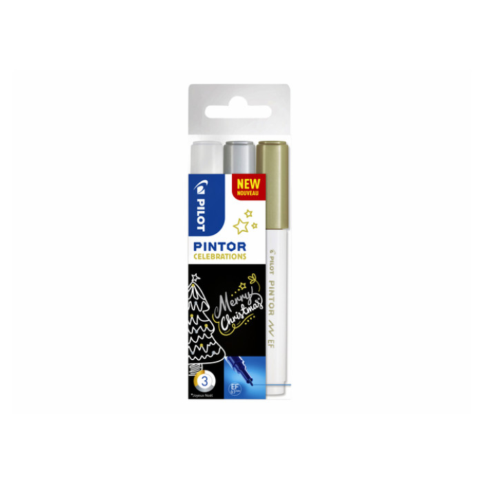 Verfstift Pilot Pintor celebrations extra fijn assorti etui à 3 stuks