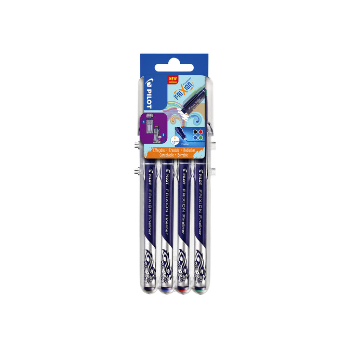 Fineliner Pilot friXion fijn assorti etui à 4 stuks