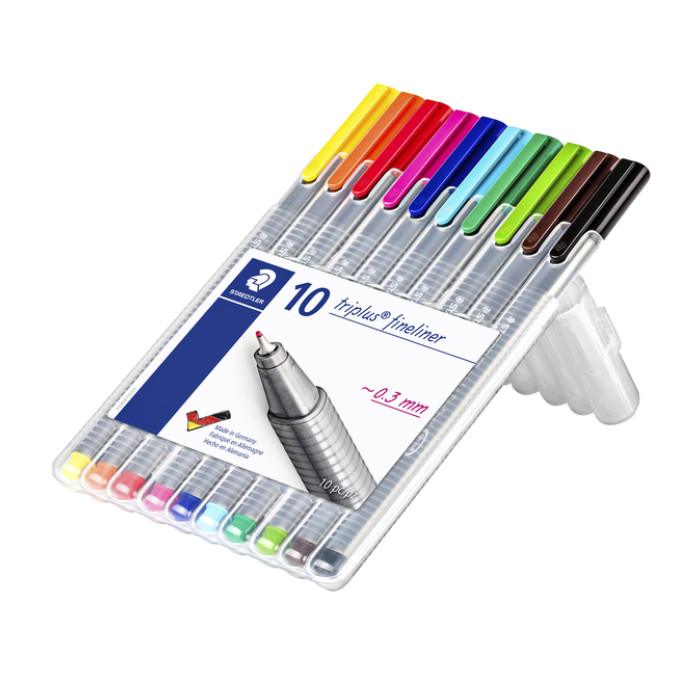 Fineliner Staedtler Triplus 334 assorti 0.3mm 10 stuks