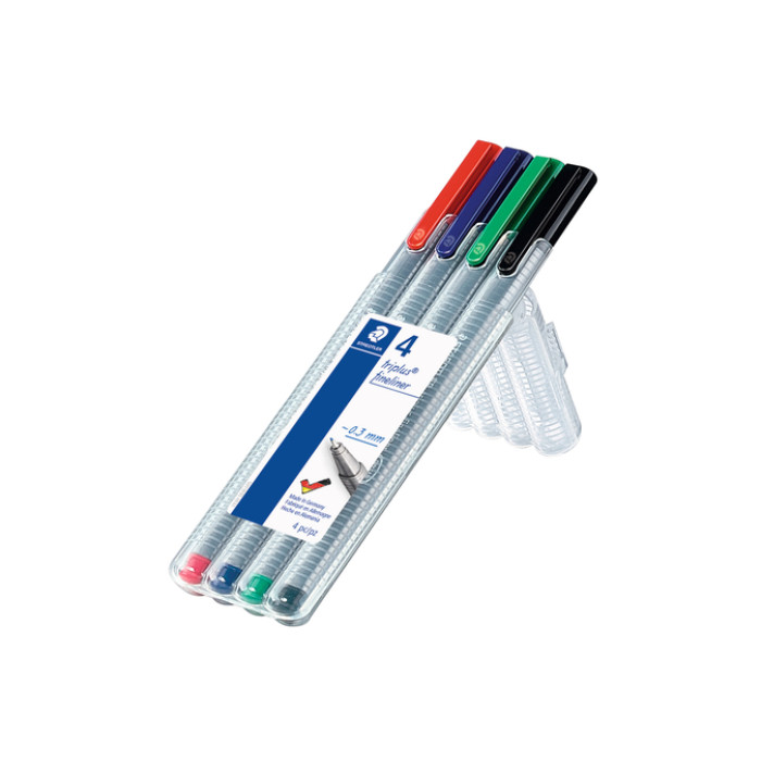 Fineliner Staedtler Triplus 334 assorti 0.3mm 4 stuks