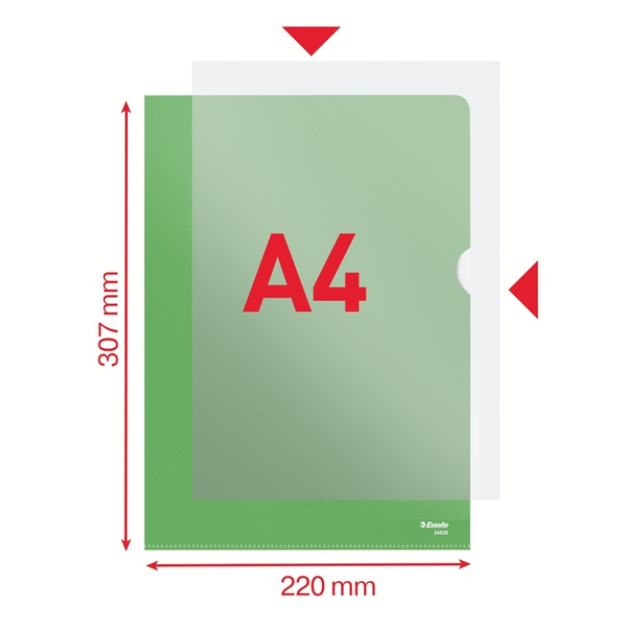 Insteekmap L-model Esselte standaard A4 0.11mm PP groen 100 stuks