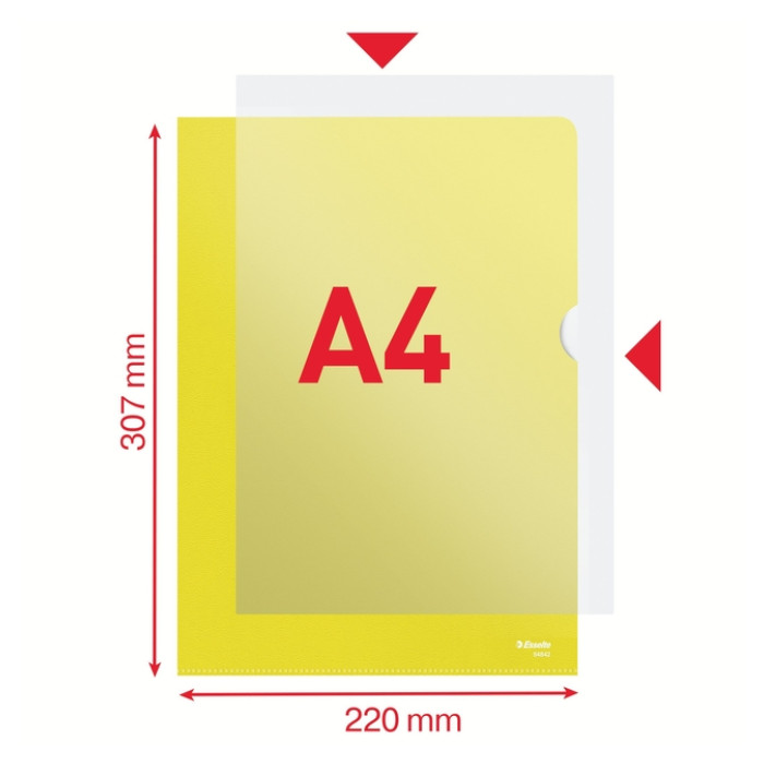 Insteekmap L-model Esselte standaard A4 0.11mm PP geel 100 stuks