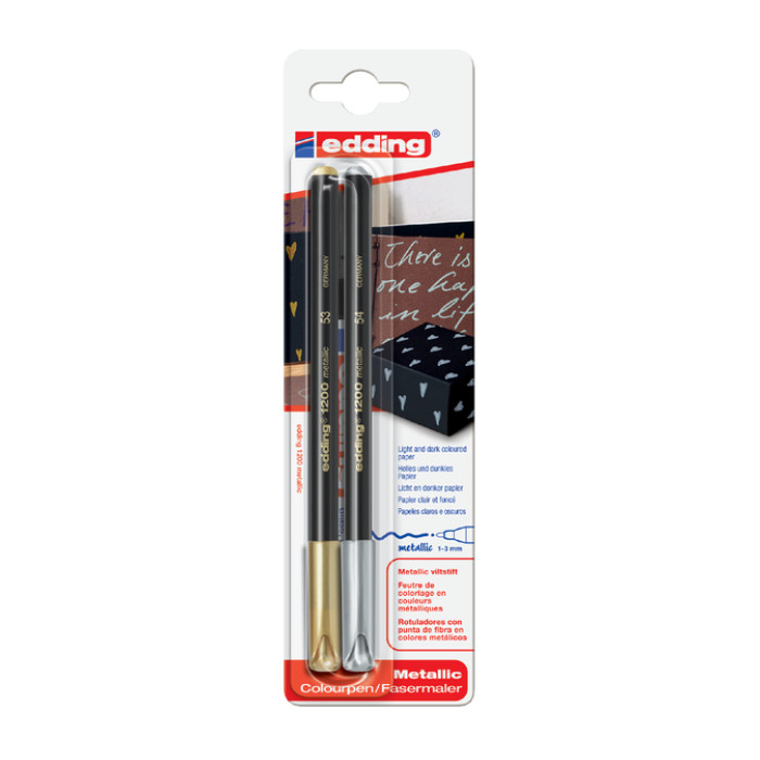 Fineliner edding 1200 053-054 fijn zilver en goud blister à 2 stuks