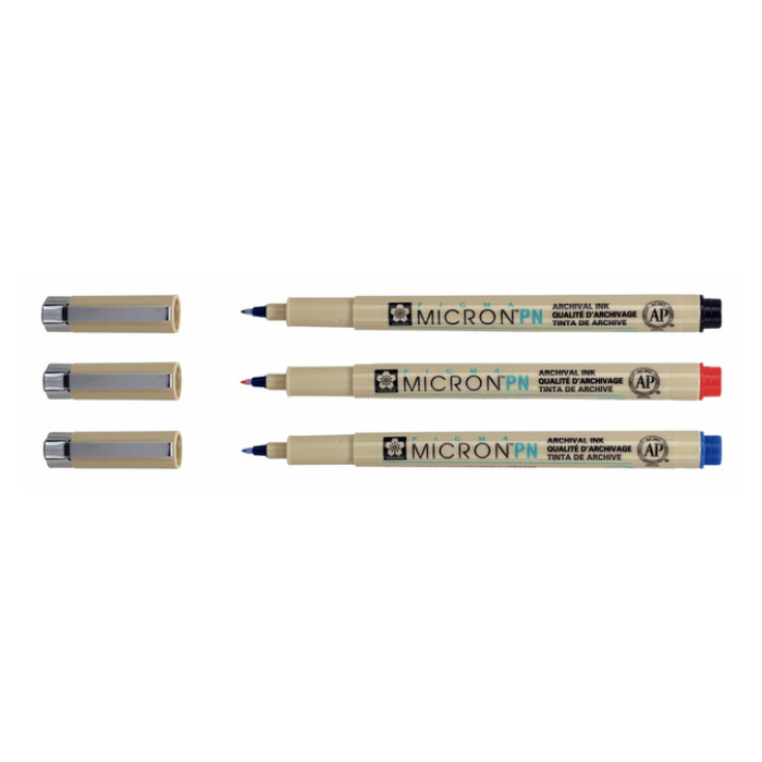 Fineliner Sakura pigma micron 0.4mm blister à 3 stuks assorti