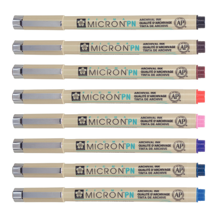 Fineliner Sakura pigma micron 0.4mm blister à 8 stuks assorti