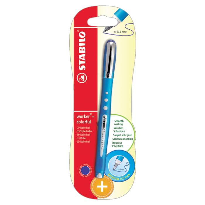 Rollerpen STABILO worker colorful 2019/41 M blauw blister à 1 stuk