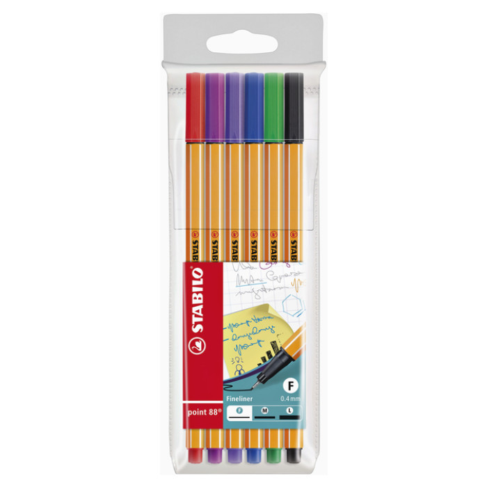 Fineliner STABILO point 88/6 fijn assorti  etui à 6 stuks