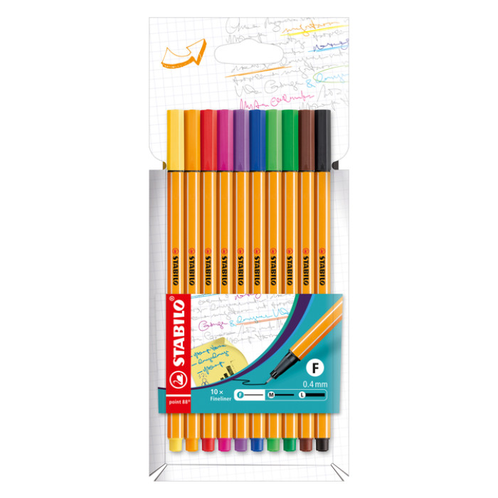 Fineliner STABILO point 88/10 fijn assorti 10 stuks