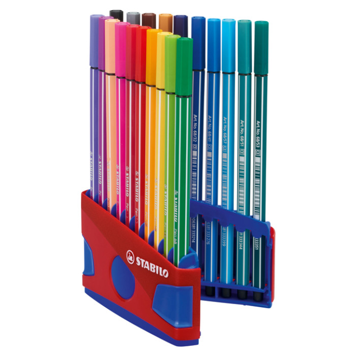 Viltstift  STABILO Pen 68/20 ColorParade in rood/blauw etui M ass 20st