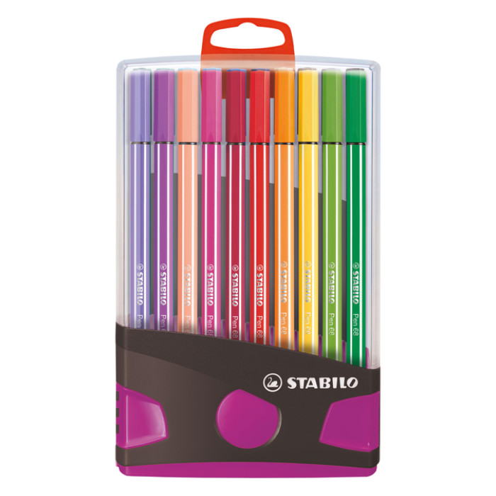 Viltstift  STABILO Pen 68/20 ColorParade in antr/roze etui M ass 20st