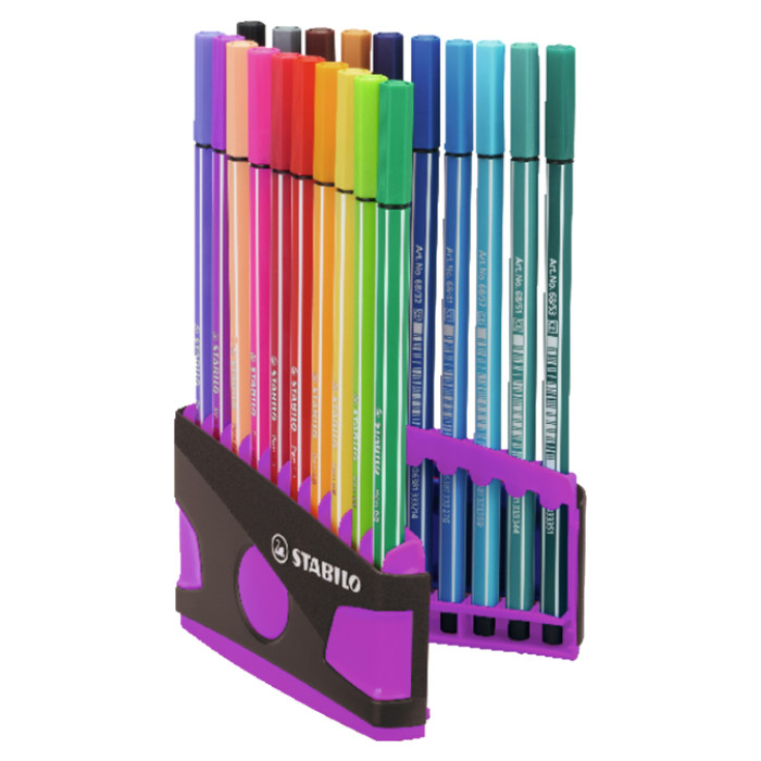 Viltstift  STABILO Pen 68/20 ColorParade in antr/roze etui M ass 20st