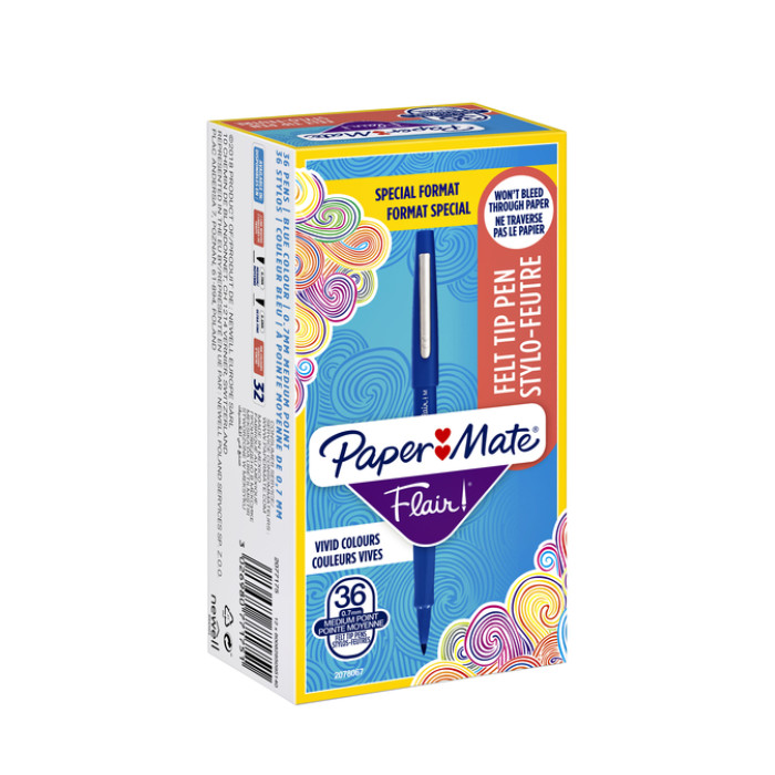 Fineliner Paper Mate Flair Original medium blauw valuepack à 36 stuks