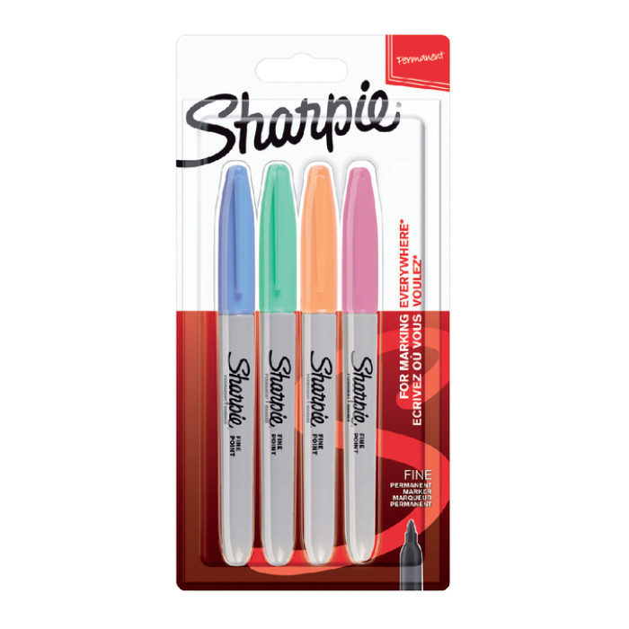 Viltstift Sharpie rond fine pastel assorti blister à 4 stuks