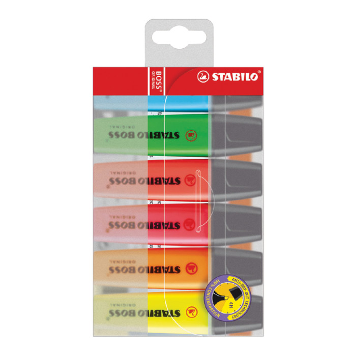 Markeerstift STABILO BOSS 70/6 assorti blister à 6 stuks