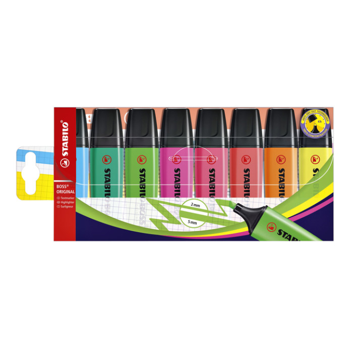 Markeerstift STABILO BOSS Original 70/8 assorti etui à 8 stuks