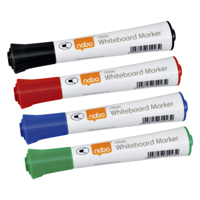 Whiteboardmarker Nobo Glide rond assorti 3mm 4st