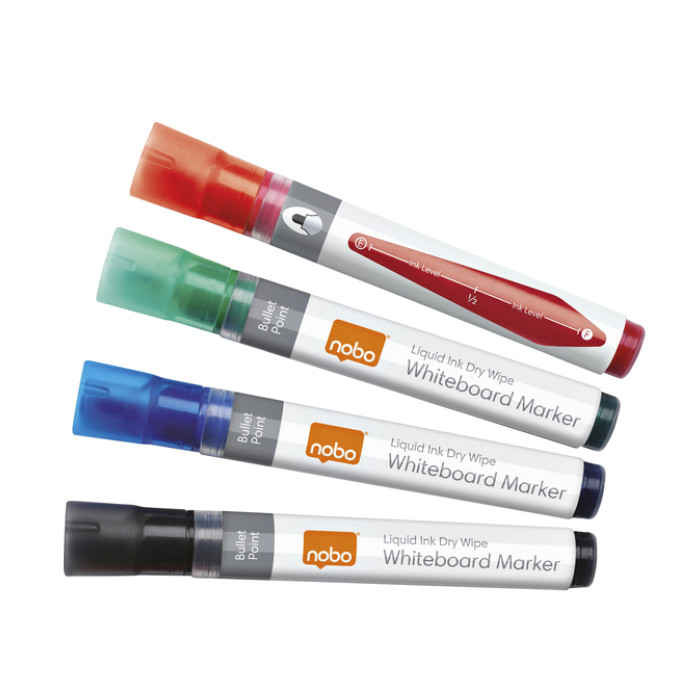 Whiteboardmarker Nobo Liquid ink rond assorti 3mm 4st