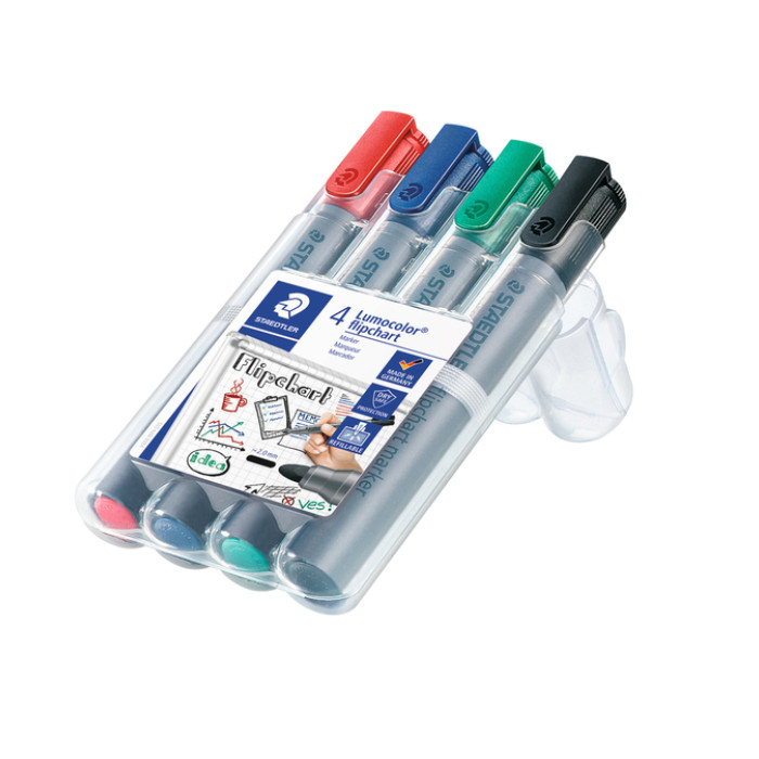 Viltstift Staedtler 356 voor flipover rond 2mm 4 stuks assor