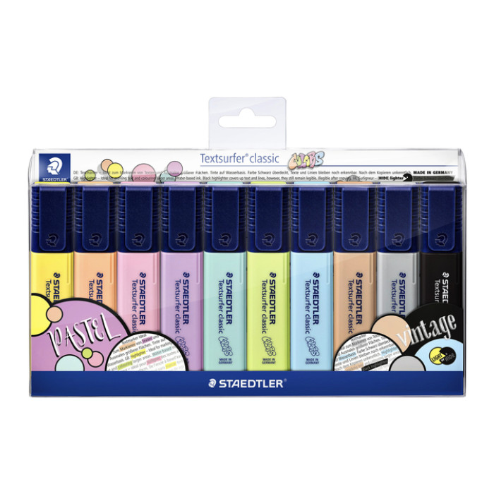 Markeerstift Staedtler 364 Textsurfer vintage en pastel  set à 10 stuks assorti