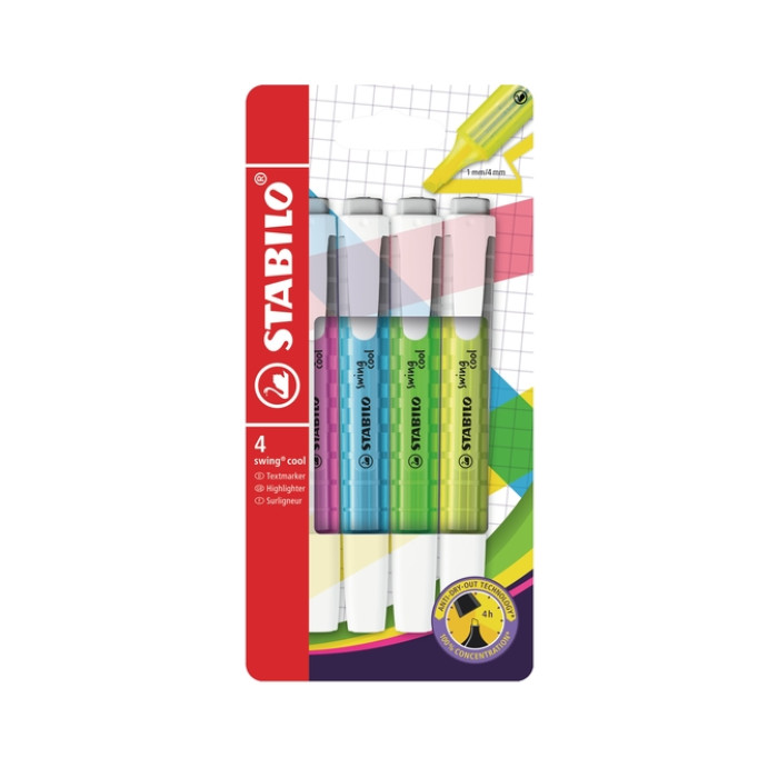 Markeerstift STABILO Swing cool 275/4 assorti etui à 4 stuks