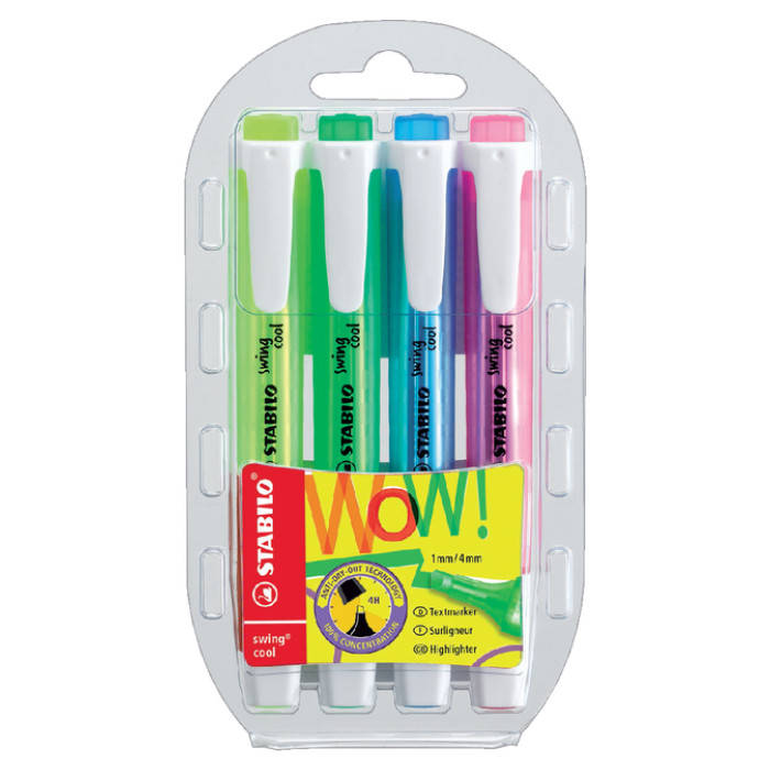Markeerstift STABILO Swing cool 275/4 assorti etui à 4 stuks