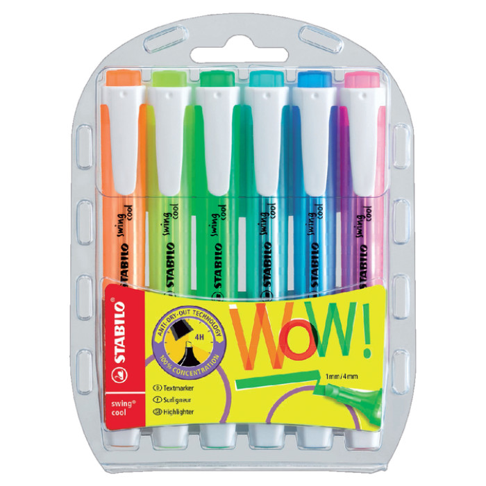 Markeerstift STABILO Swing cool 275/6 assorti etui à 6 stuks