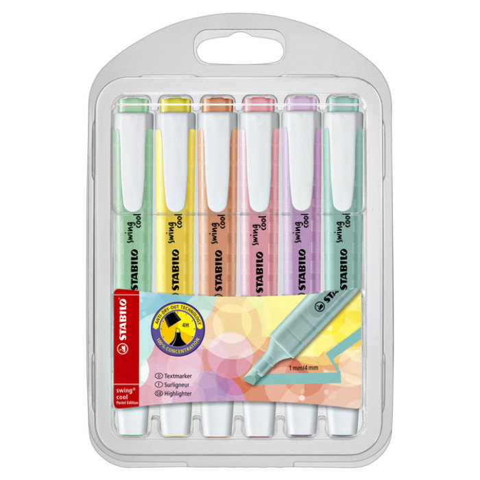 Markeerstift STABILO Swing cool 275/6 pastel assorti etui à 6 stuks