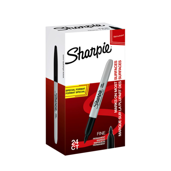 Viltstift Sharpie rond fijn zwart valuepack à 20 + 4 stuks gratis