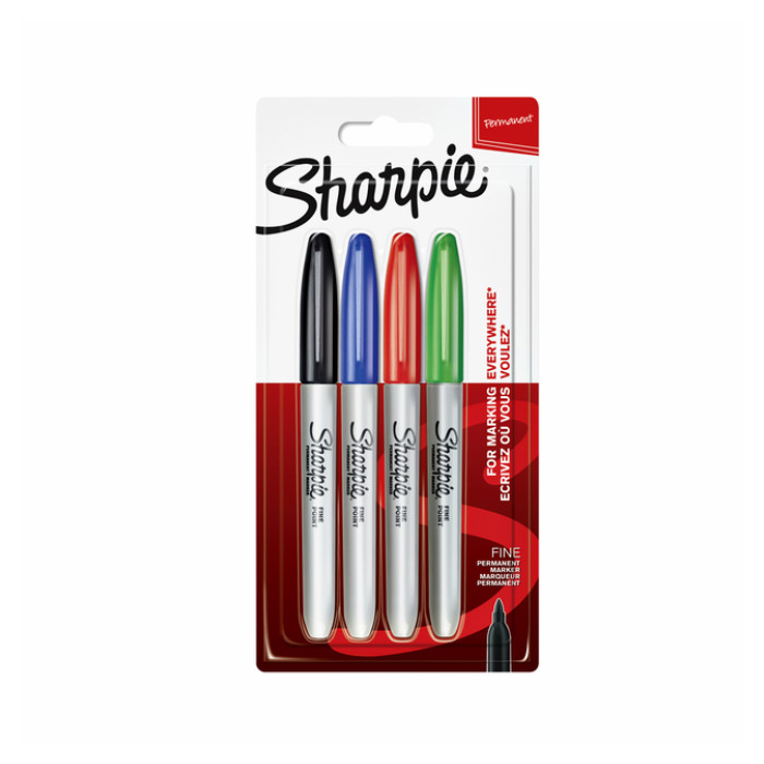 Viltstift Sharpie rond fine assorti blister à 4 stuks