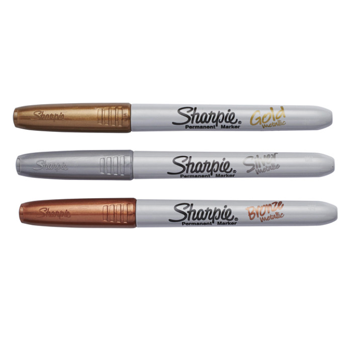 Viltstift Sharpie rond fijn metallic assorti blister à 3 stuks