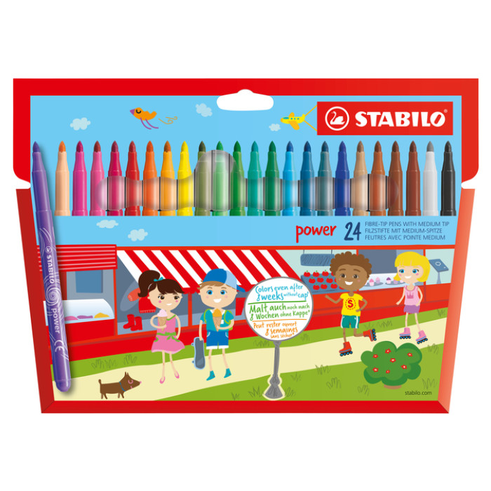 Viltstift STABILO power 280/24 assorti etui à 24 stuks