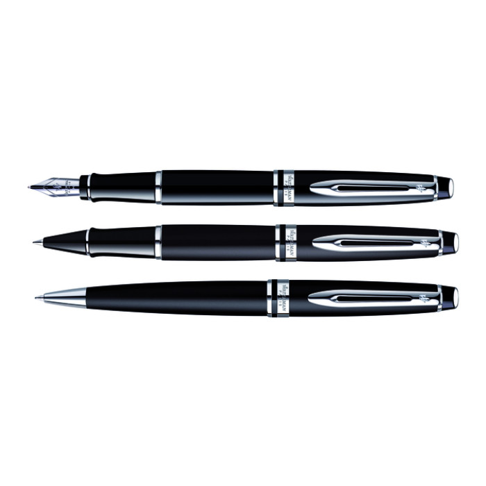 Rollerpen Waterman Expert black lacquer CT fijn