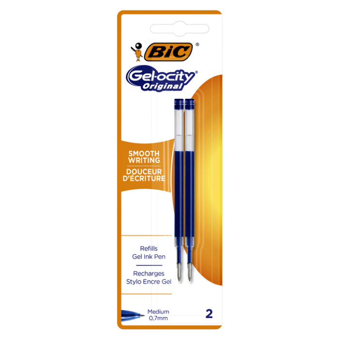 Gelschrijvervulling Bic voor diverse gelpennen M blauw blister à 2st